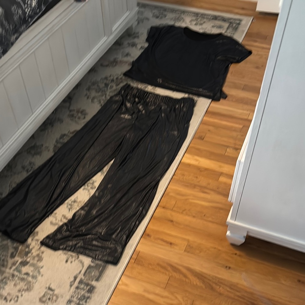 Black  shimmer Sheer Two-Piece Set mara cara very dressy